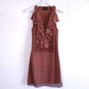 Sheri Bodell Chocolate Brown Silk Mini Dress